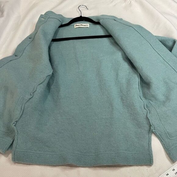 Vintage Norm Thompson Turquoise Gray Button Up Sweater‎ - Picture 3 of 6